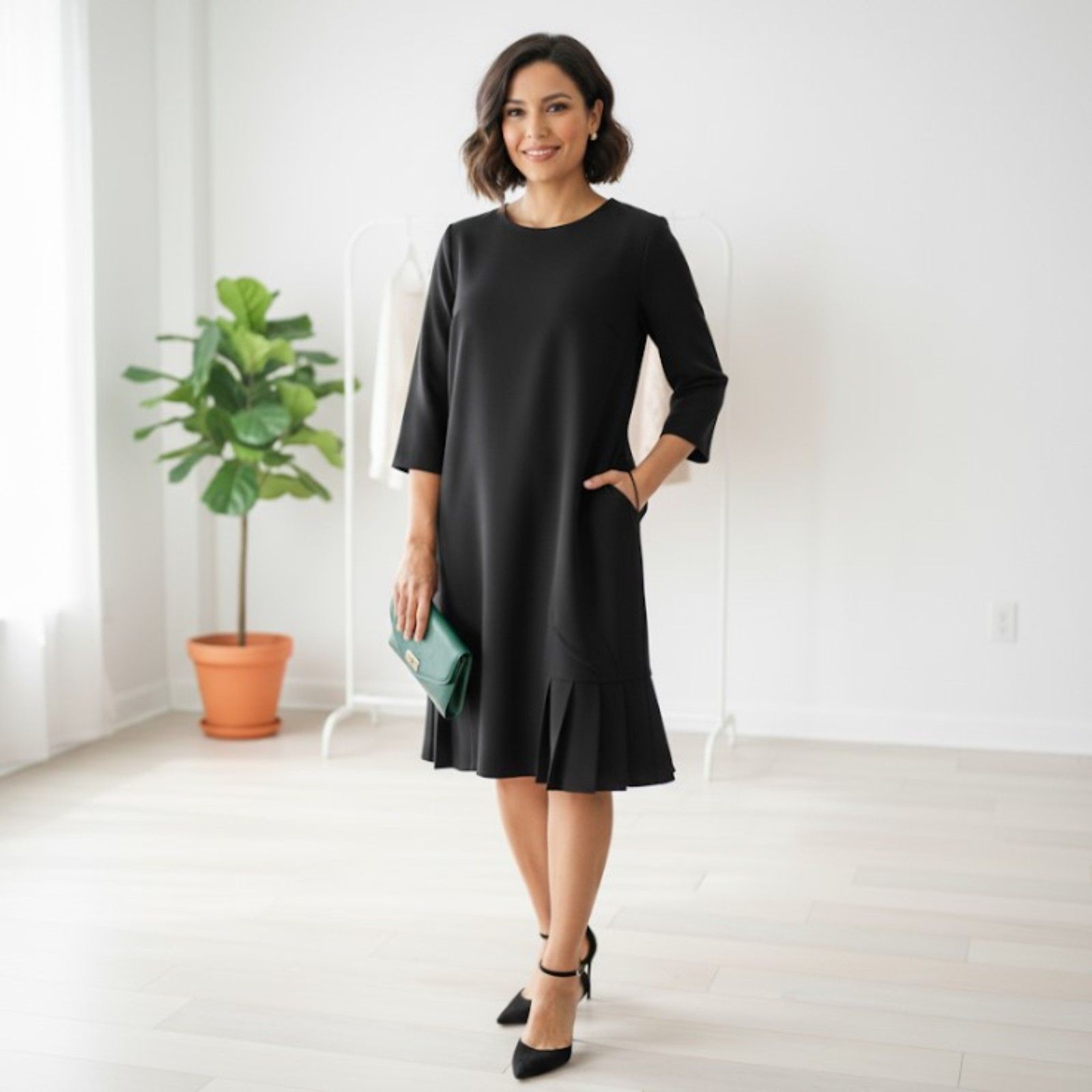 Estelle And Finn Dress Nwt Black Pleated Bottom Retail $274 Womens Size 10